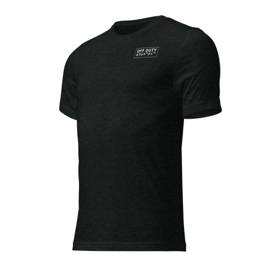Off Duty Men's Triblend Tee in Black, front left view