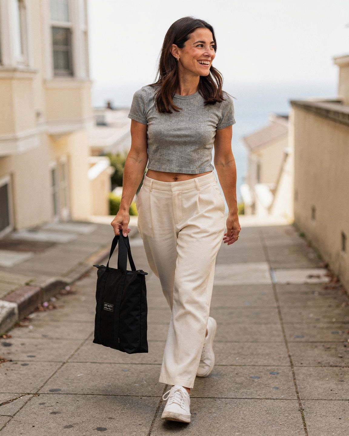 Off Duty Day Trip Tote in Black, Pacific Heights walk — od-color:black
