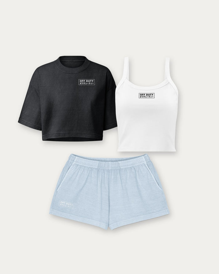 The Weekend Set: Crop tee, tank and shorts