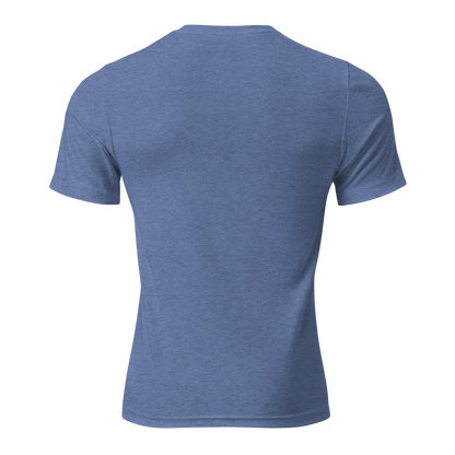 Off Duty Men's Triblend Tee in Blue, back view