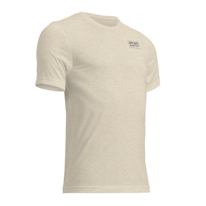 Off Duty Men's Triblend Tee in Beige, front right view