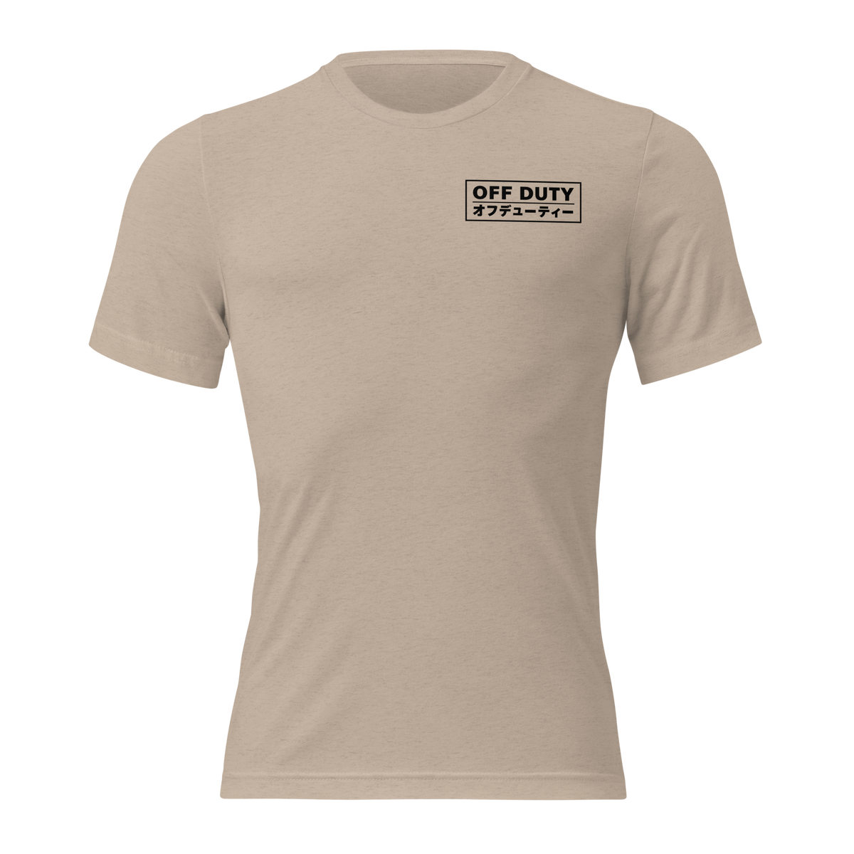 Off Duty Men's Triblend Tee in Tan, front-view product image for this color