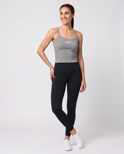 Off Duty The Weekend Ribbed Tank in Athletic Heather on model, scene 3 — od-color:athletic-heather