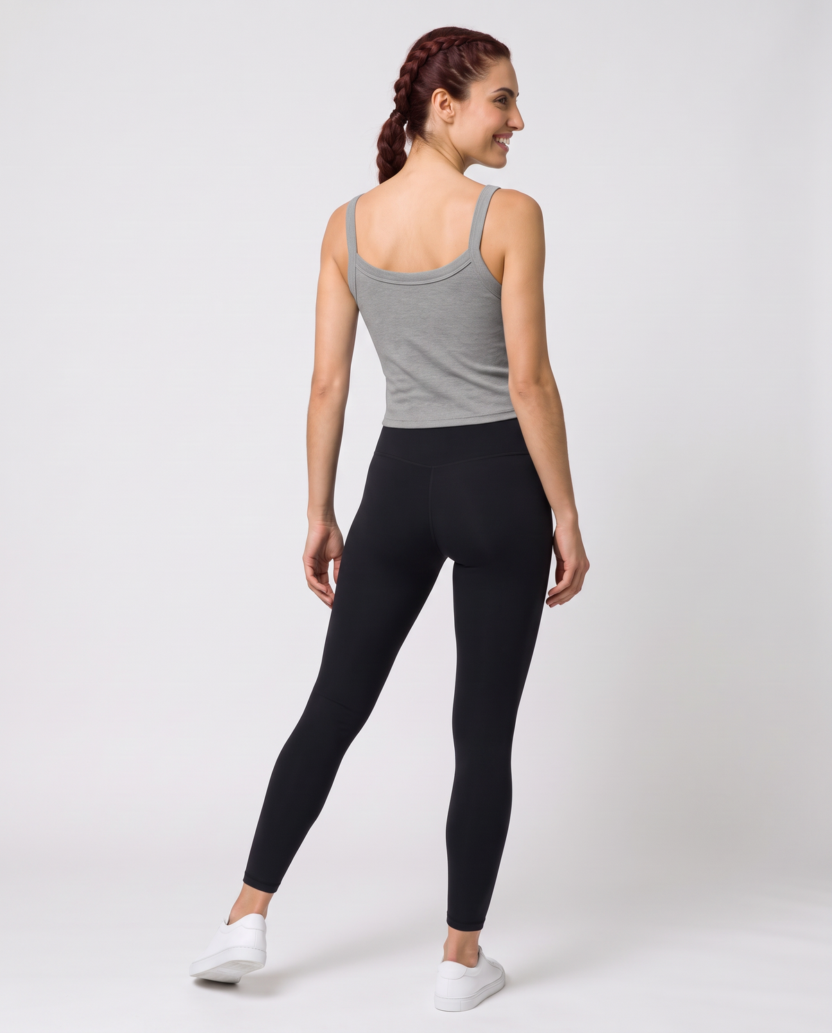 Off Duty The Weekend Ribbed Tank in Athletic Heather on model, scene 6 — od-color:athletic-heather