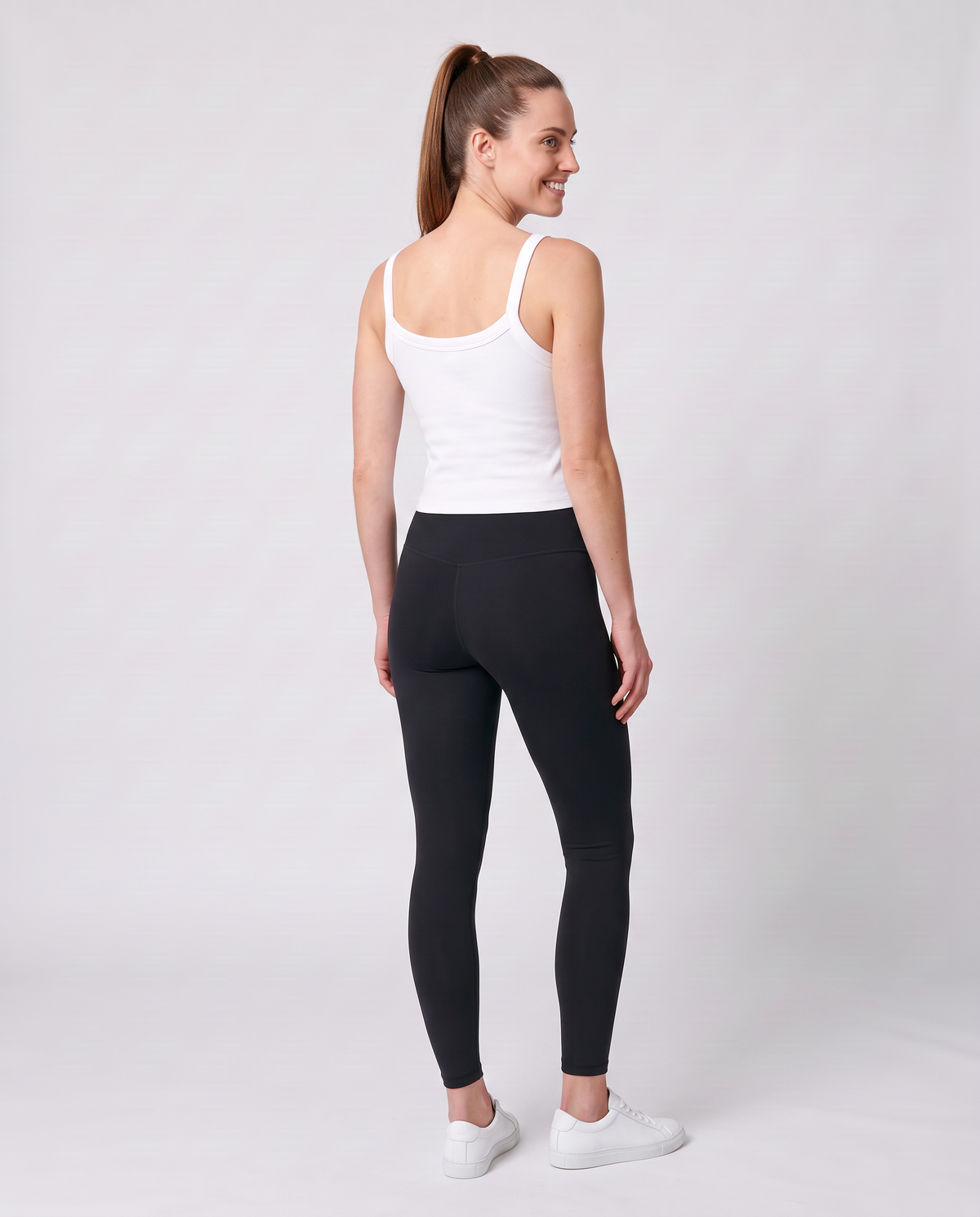 Off Duty The Weekend Ribbed Tank in Solid White Blend on model, scene 6 — od-color:solid-white-blend