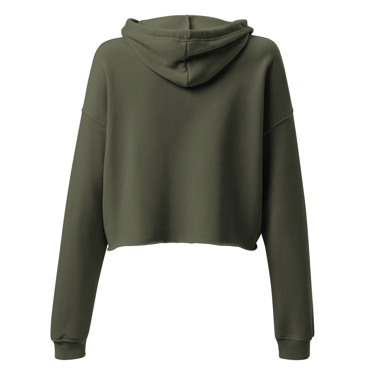 Off Duty Women's Cropped Hoodie in Military Green, back view