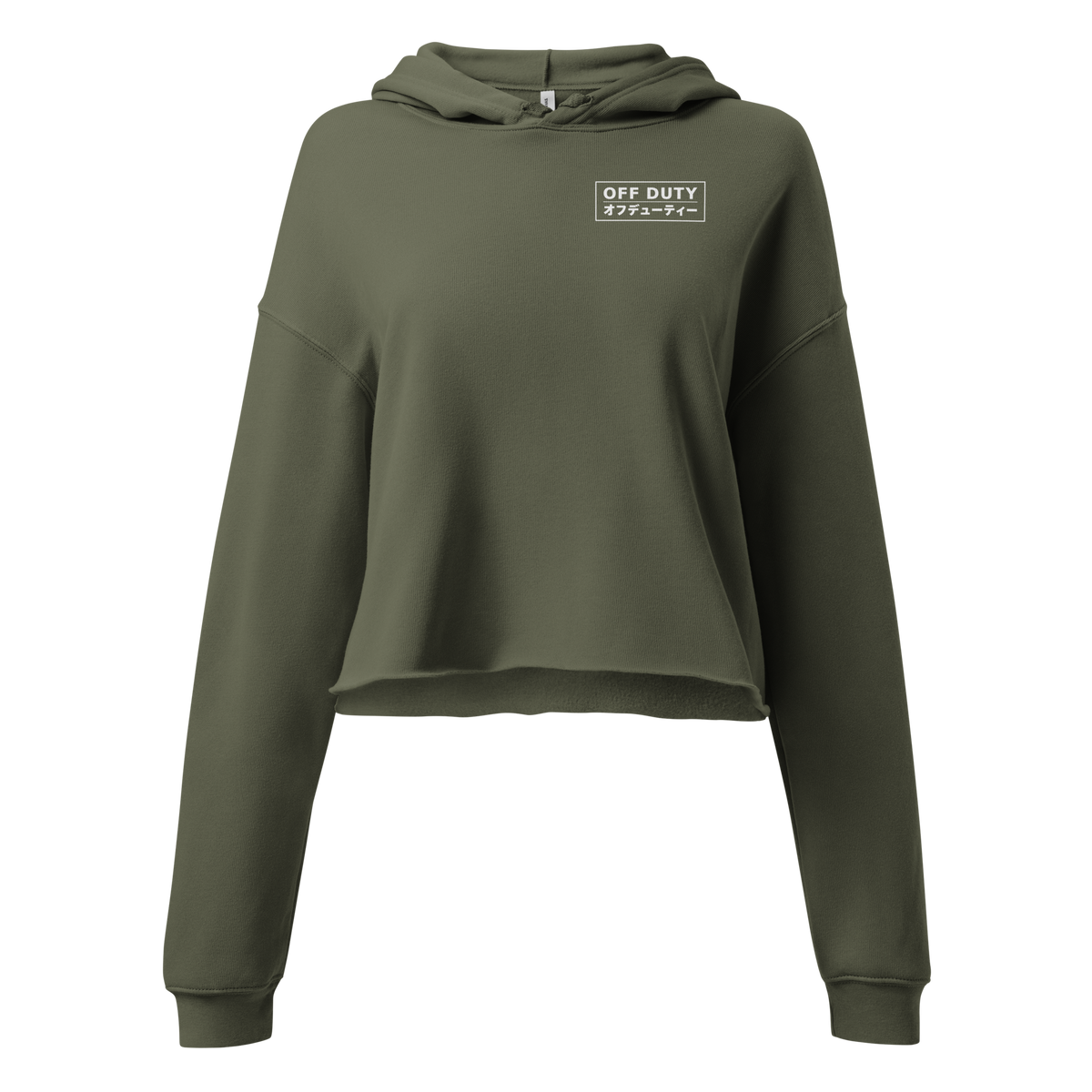 Off Duty Women's Cropped Hoodie in Military Green, front view