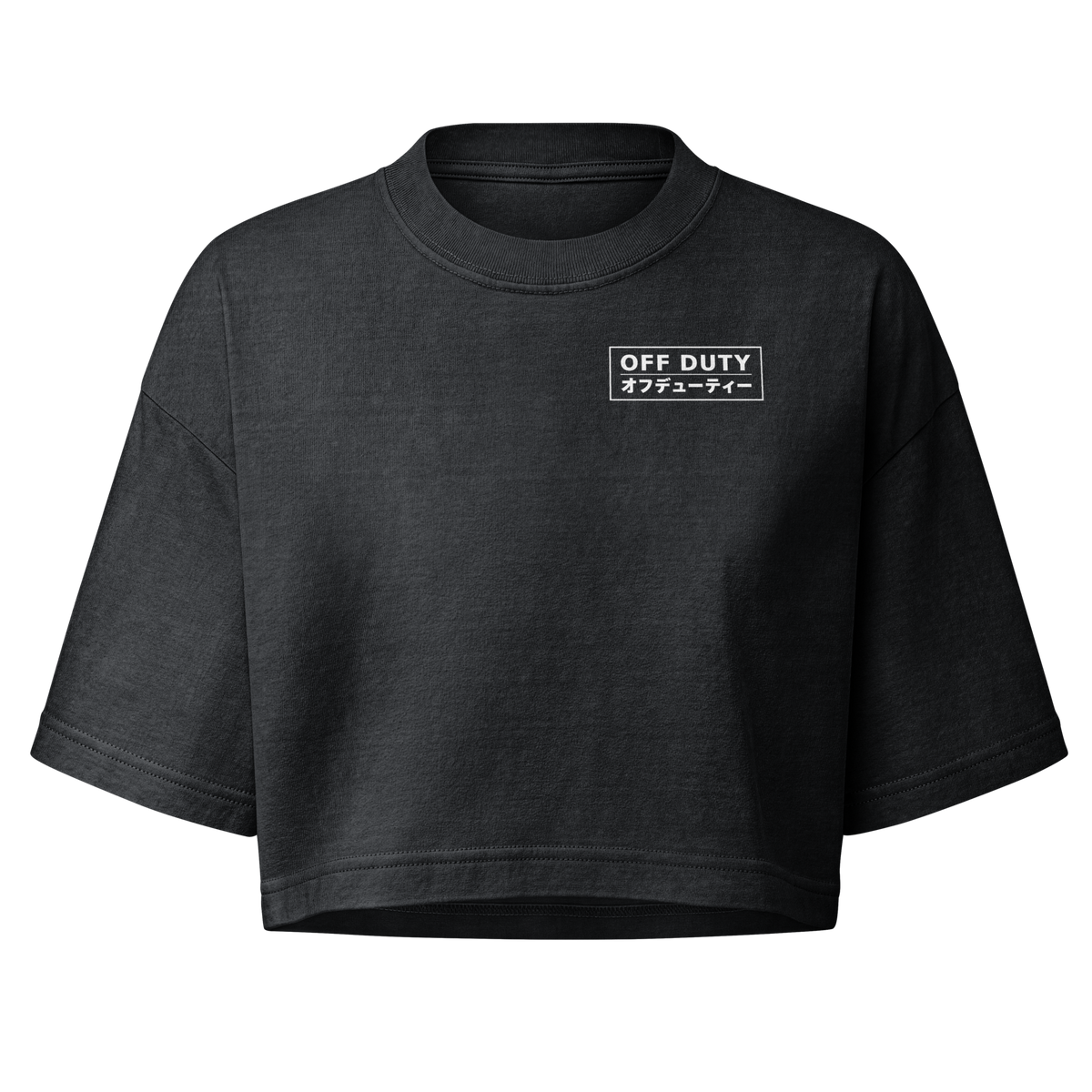 Off Duty Women's Crop Top in Washed Black, front view