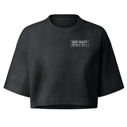 Off Duty Women's Crop Top in Washed Black, front view